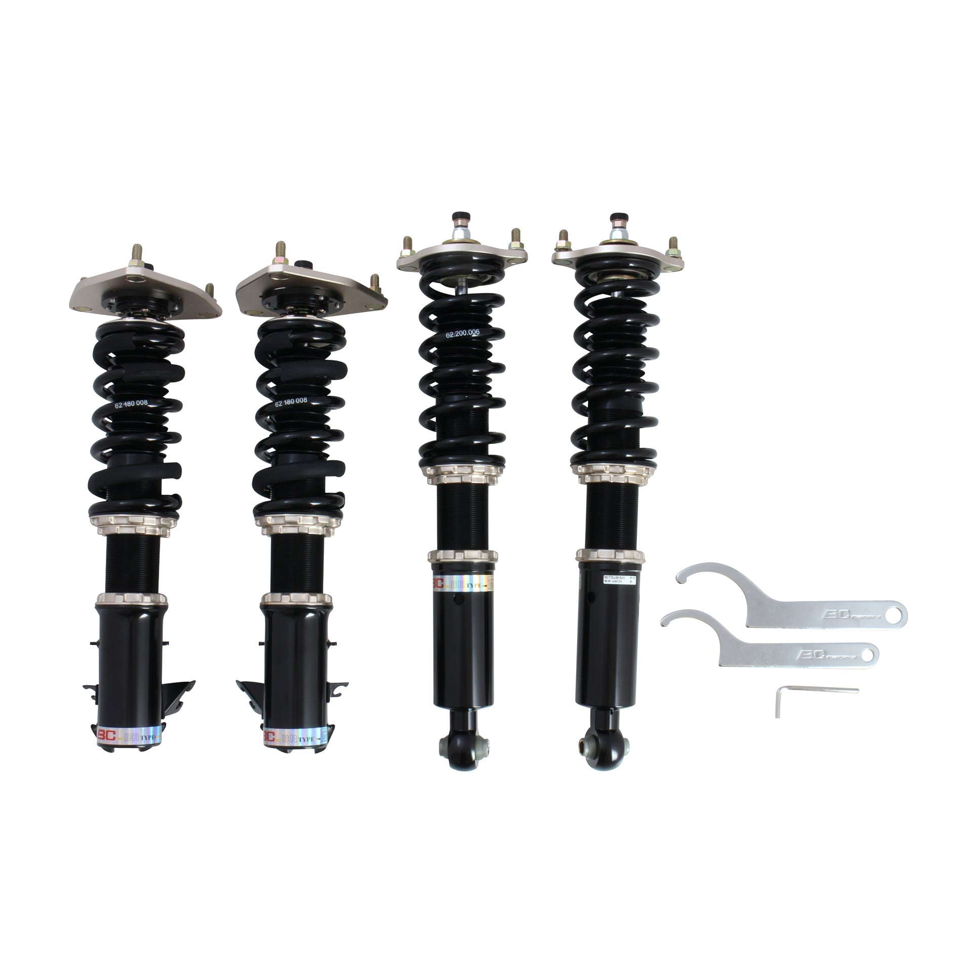 BC Racing coilovers on a white background