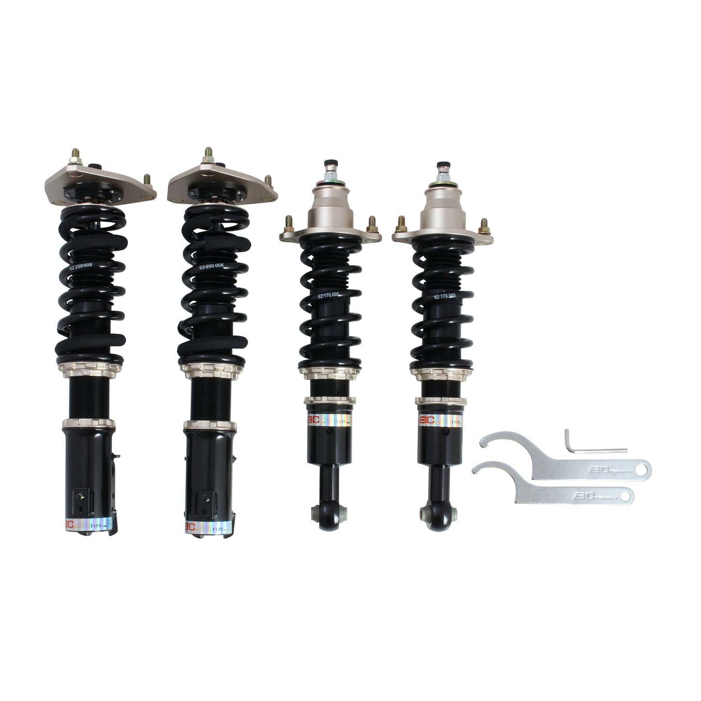 BC Racing coilovers on a white background
