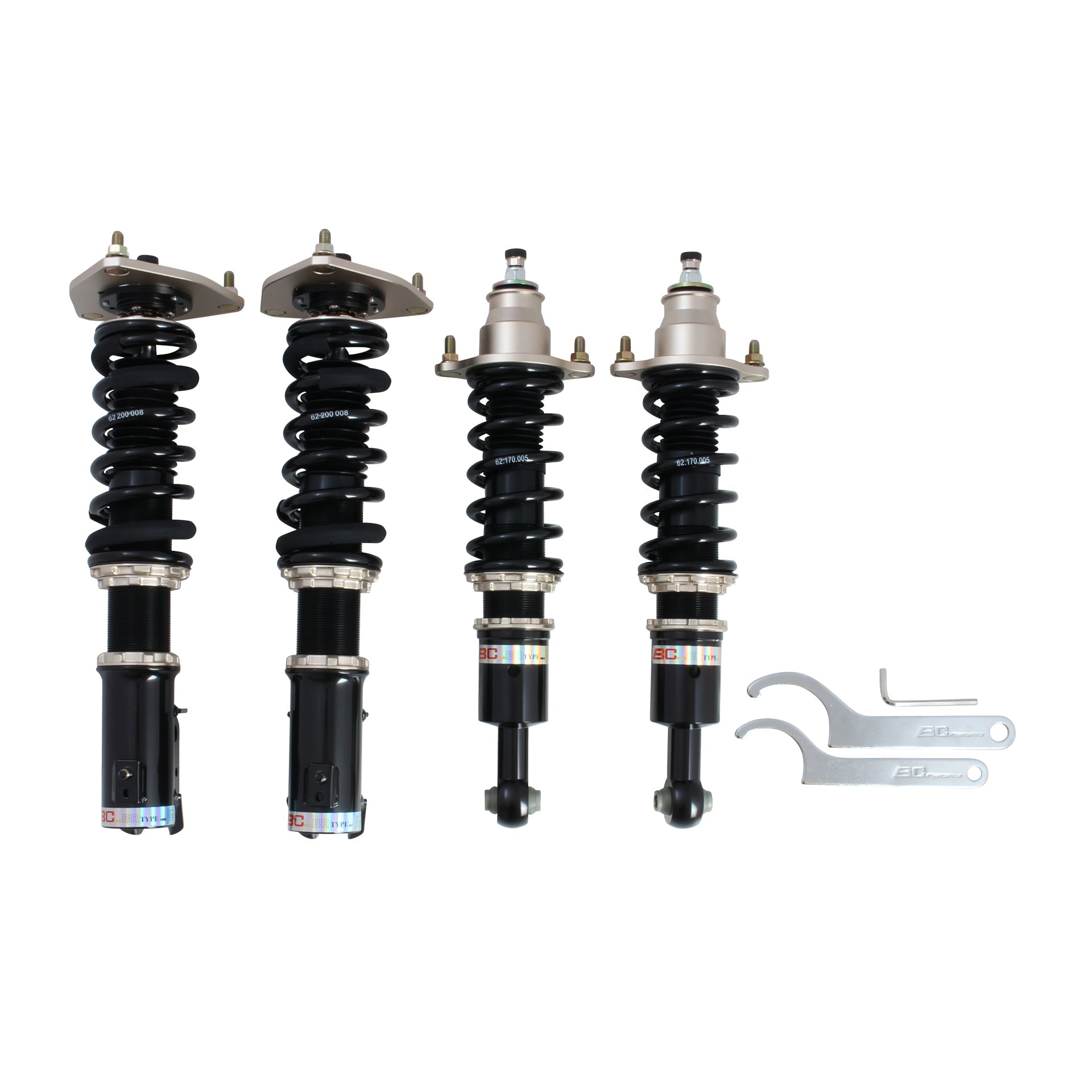 BC Racing coilovers on a white background