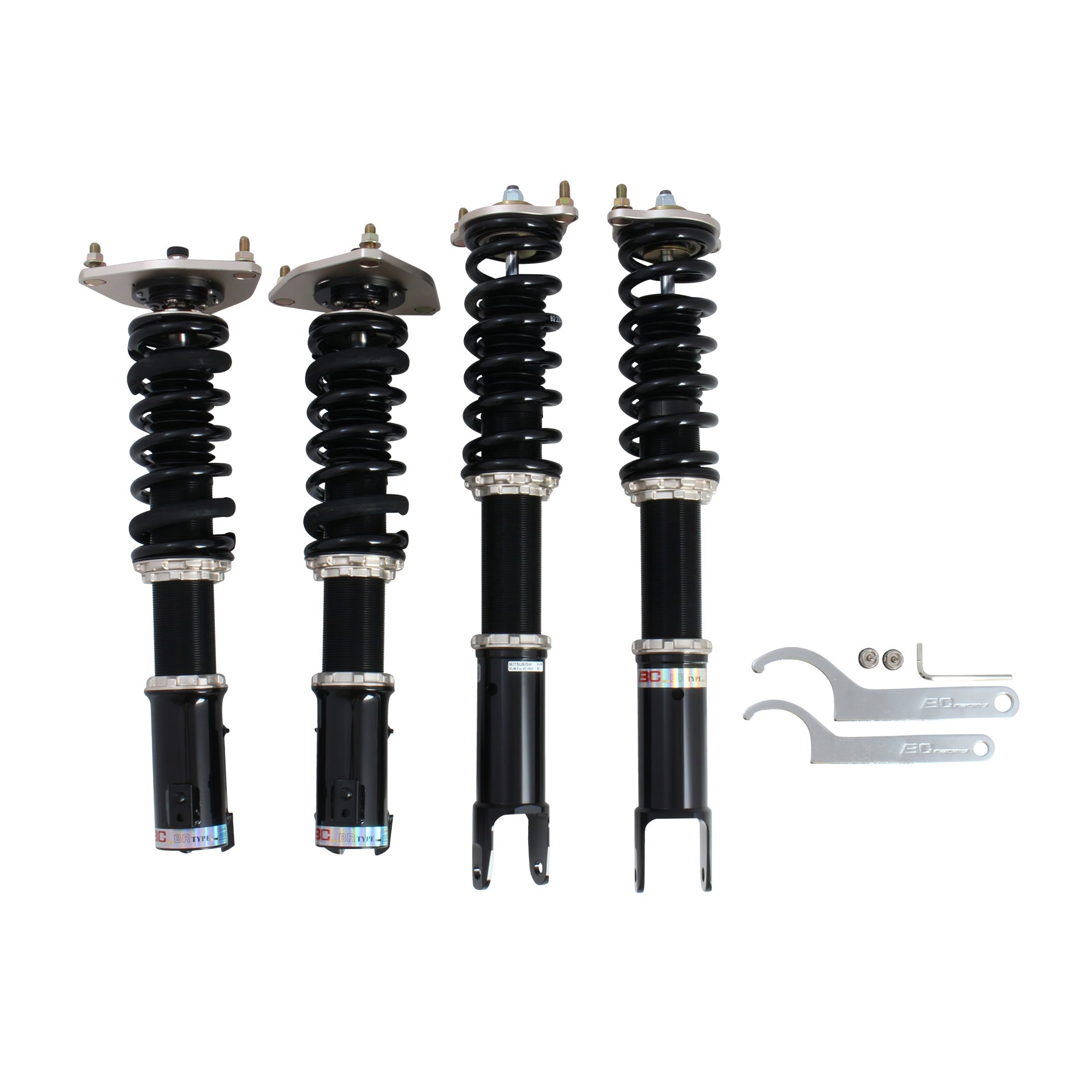 BC Racing coilovers on a white background