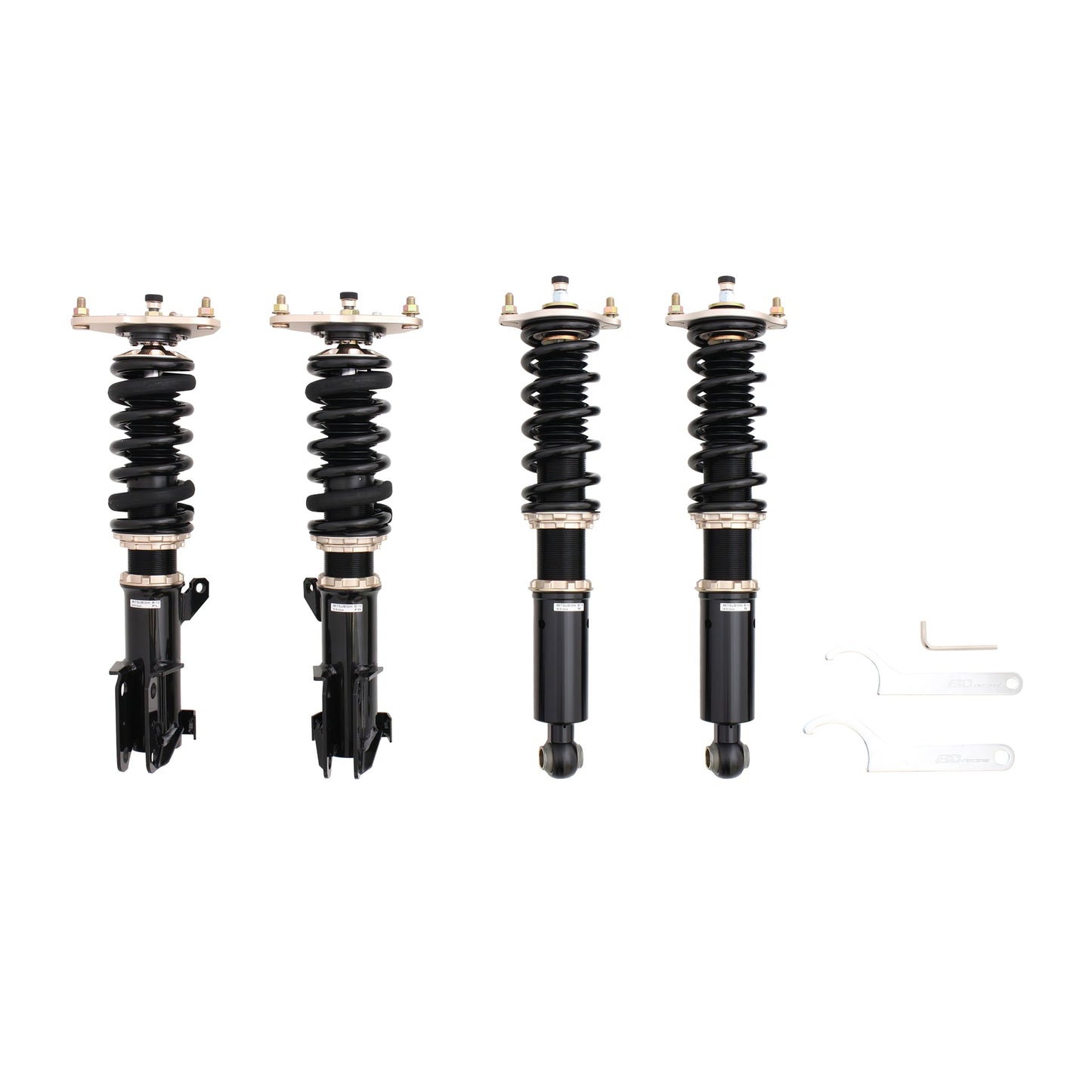 BC Racing coilovers on a white background