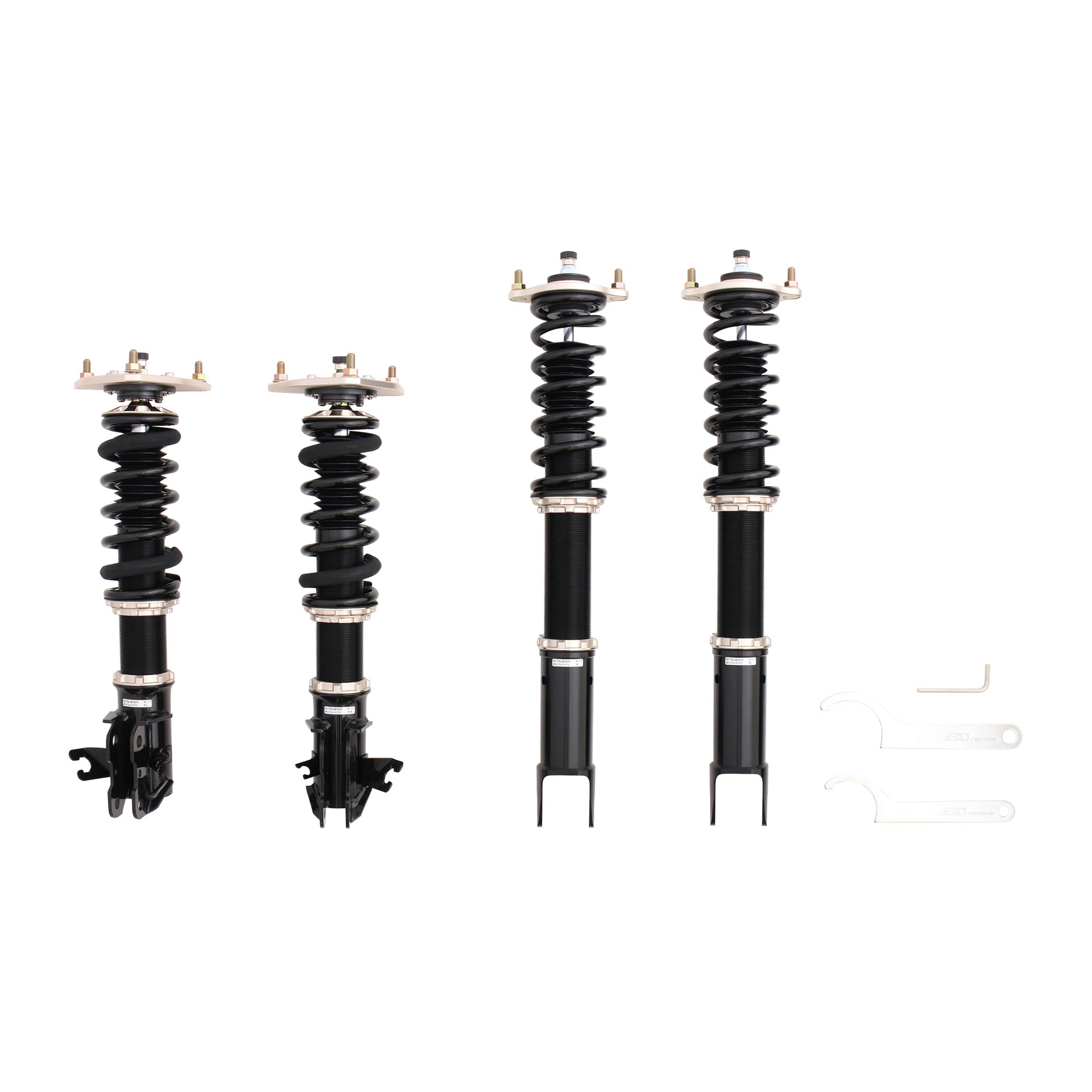 BC Racing coilovers on a white background