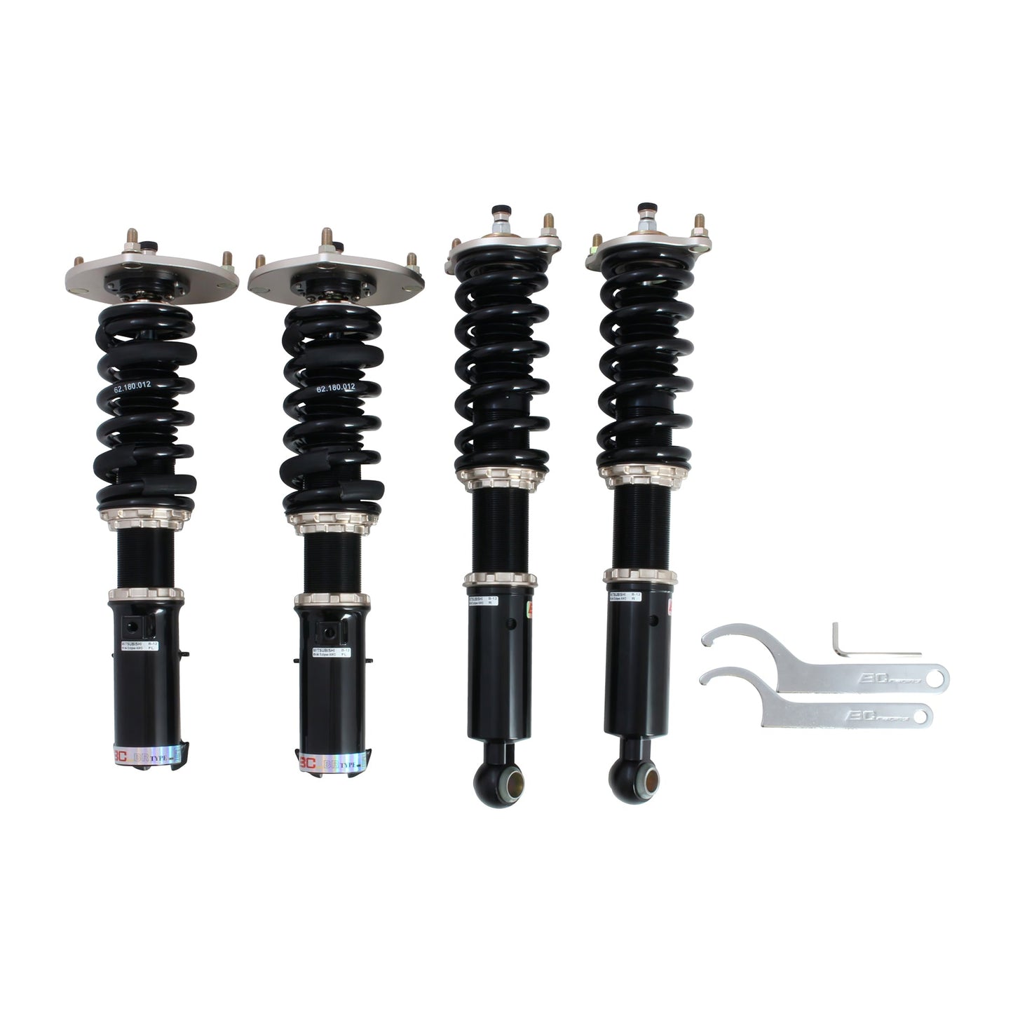 BC Racing coilovers on a white background