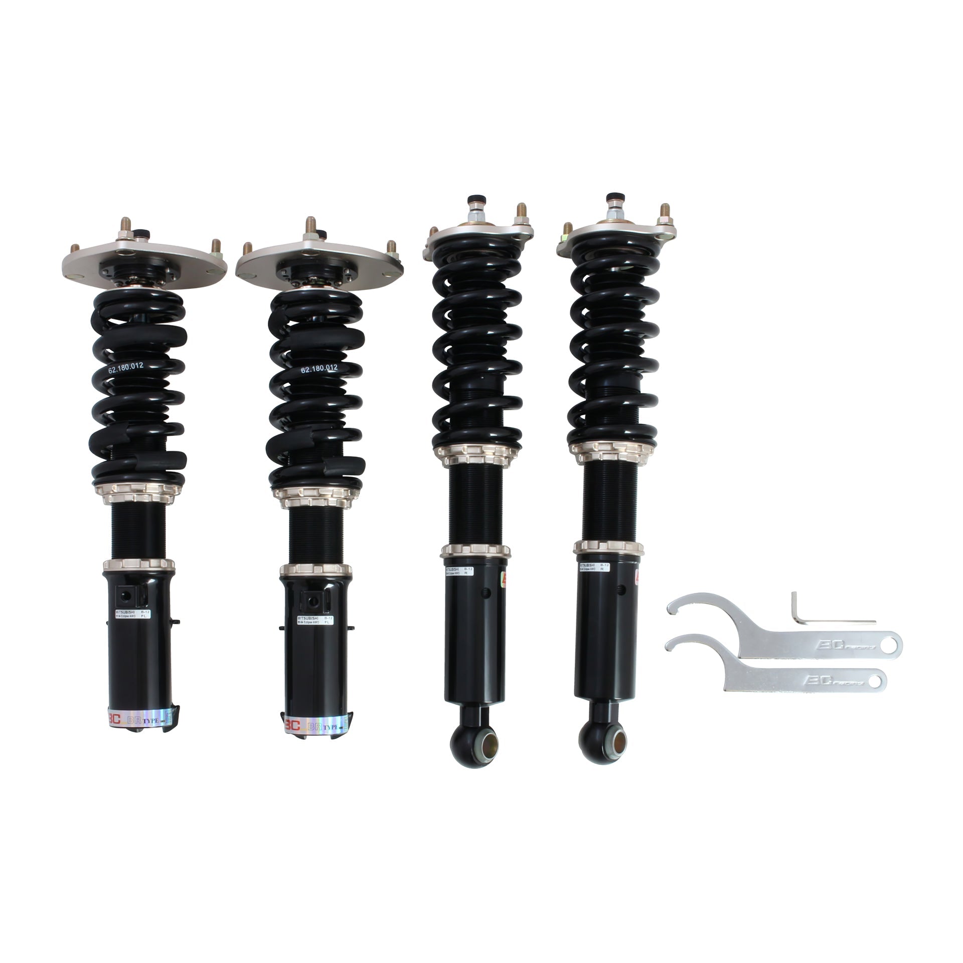 BC Racing coilovers on a white background