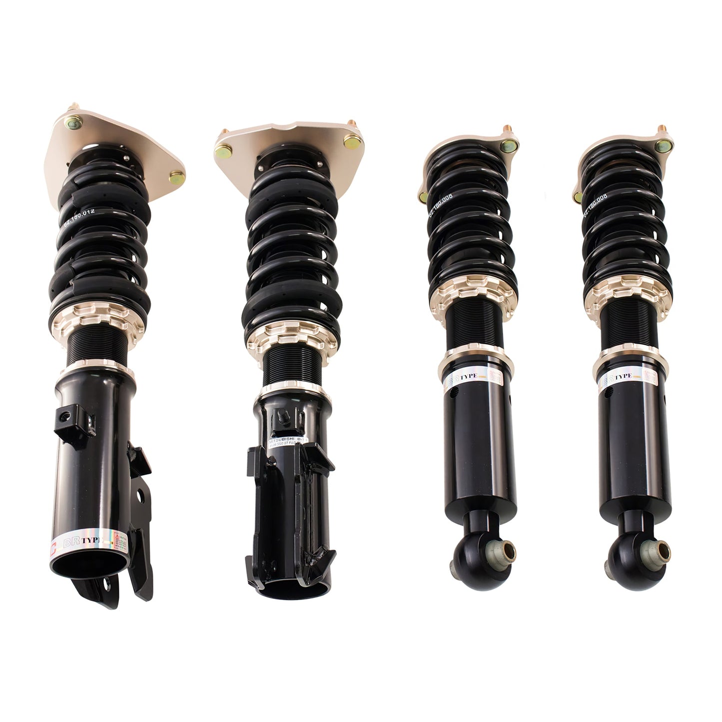 BC Racing coilovers on a white background