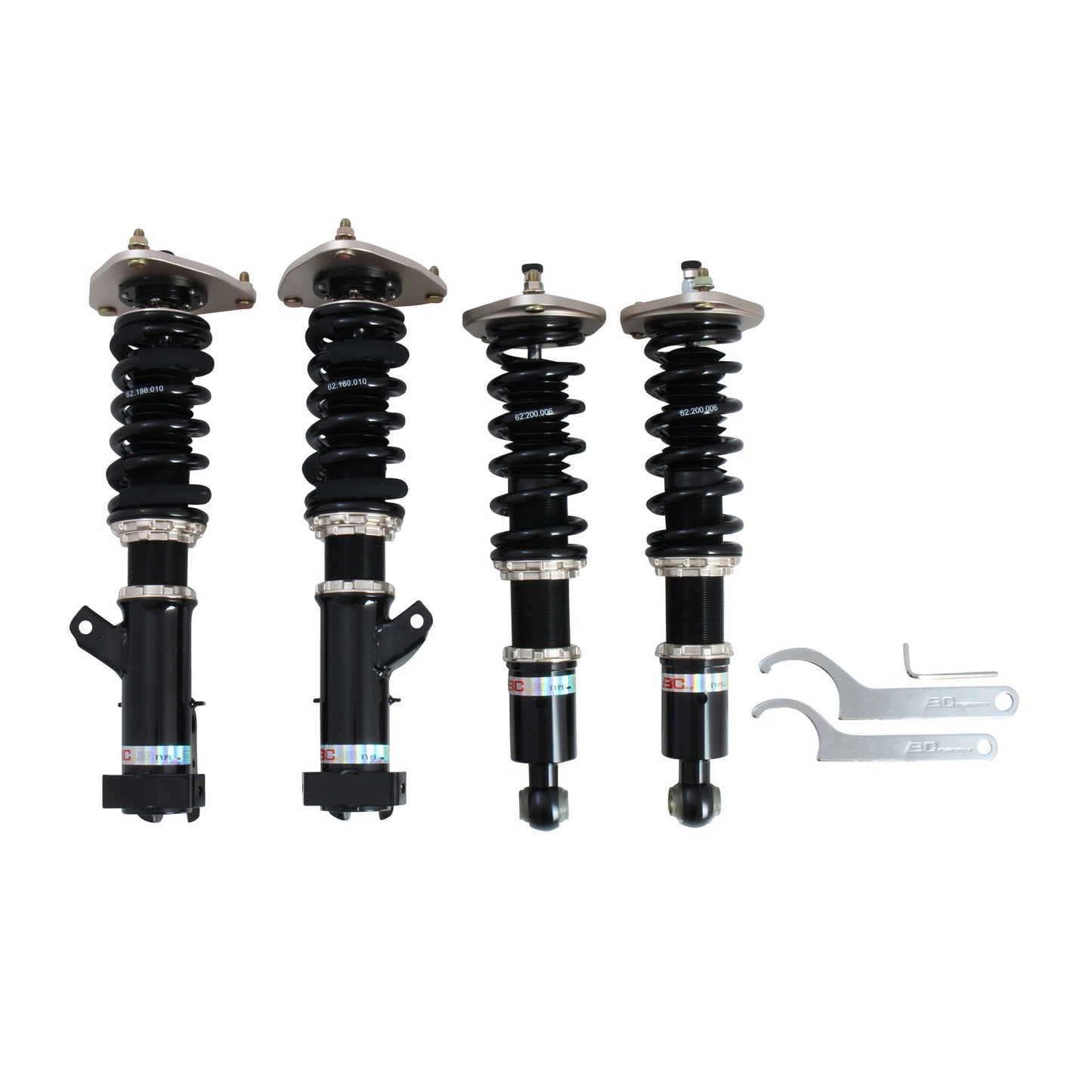 BC Racing coilovers on a white background
