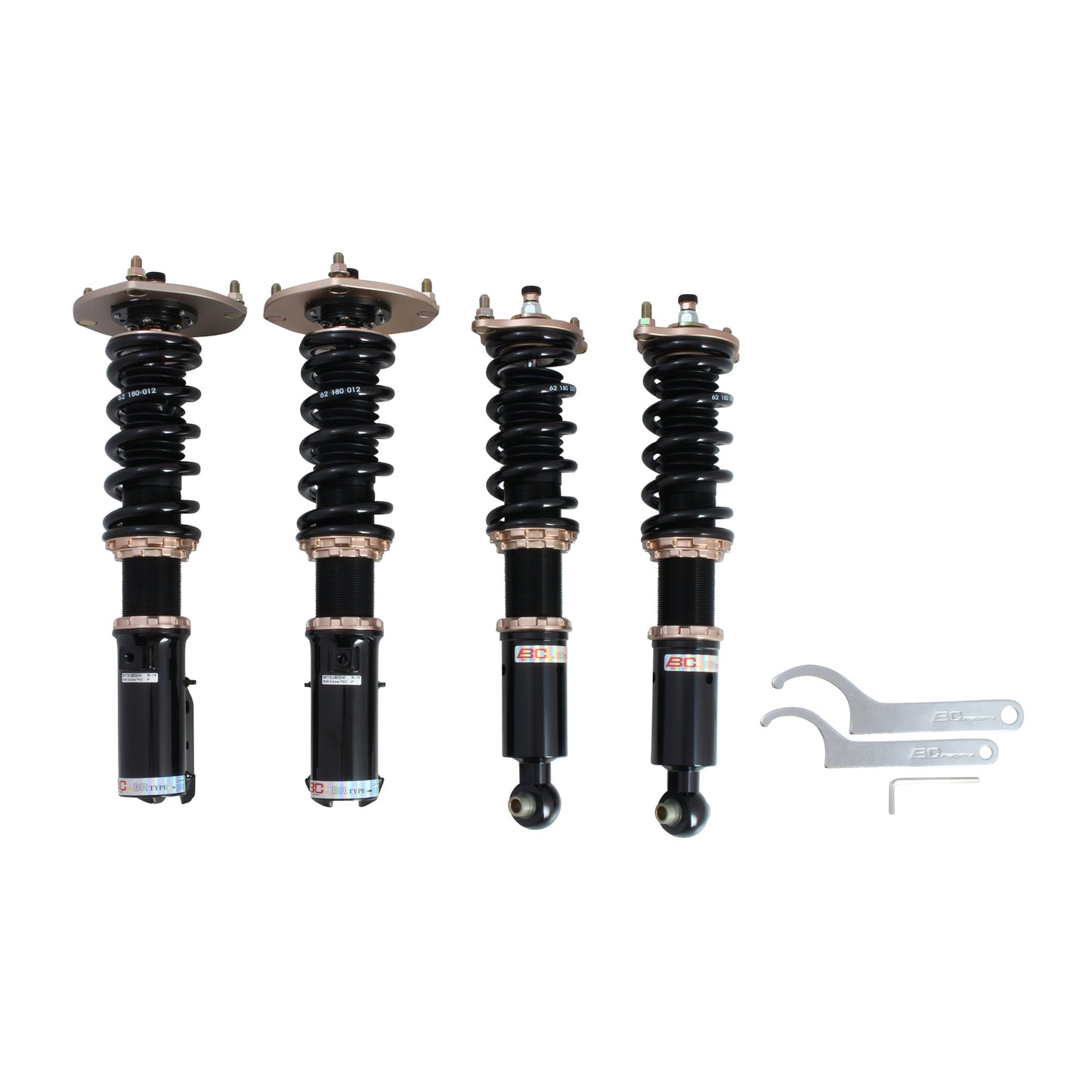 BC Racing coilovers on a white background