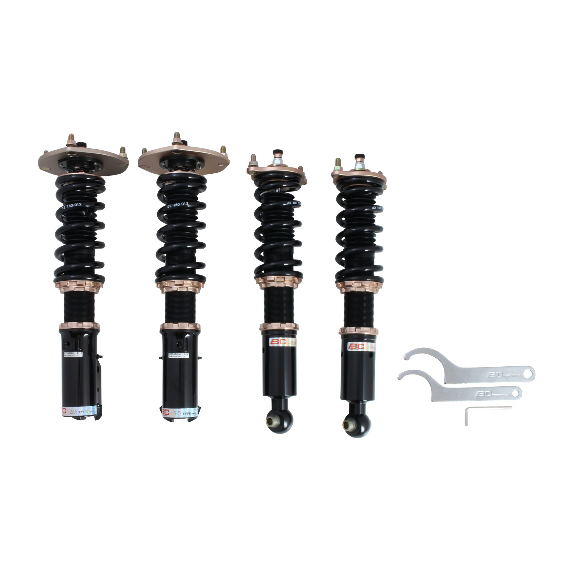 BC Racing coilovers on a white background