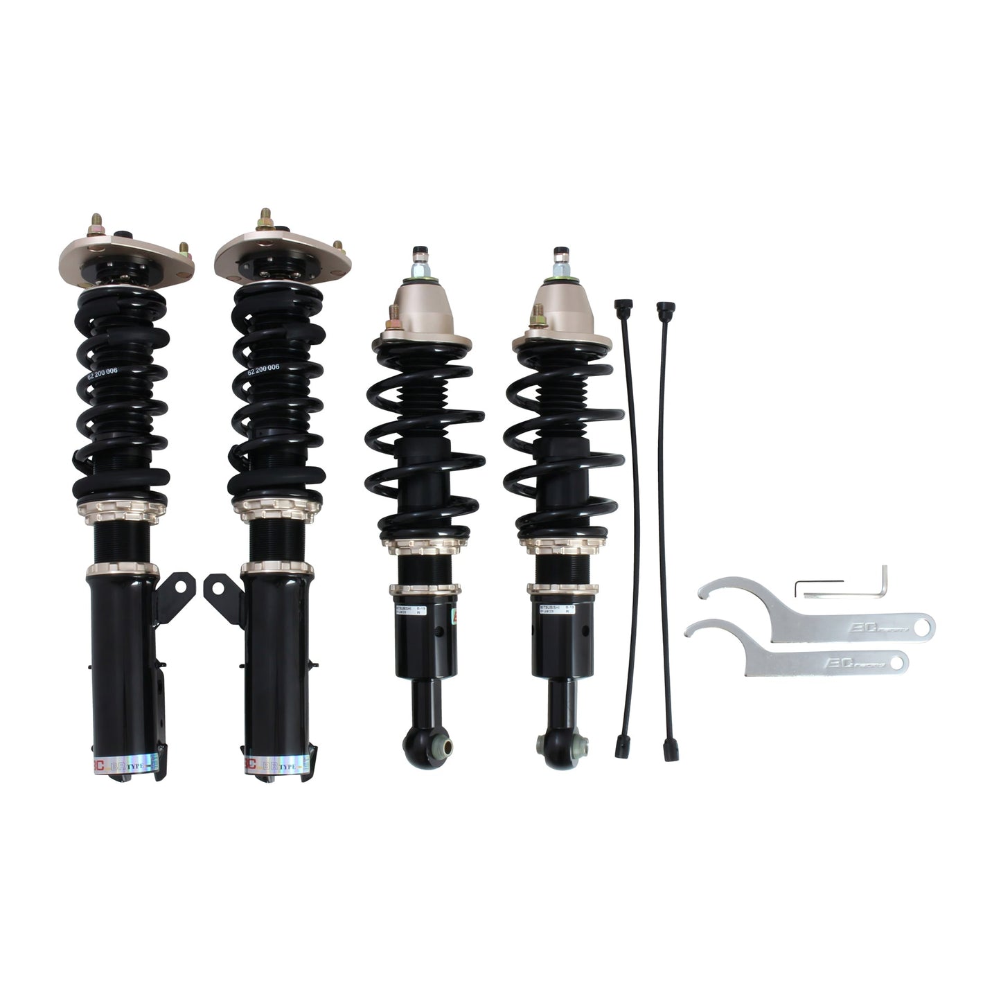 BC Racing coilovers on a white background