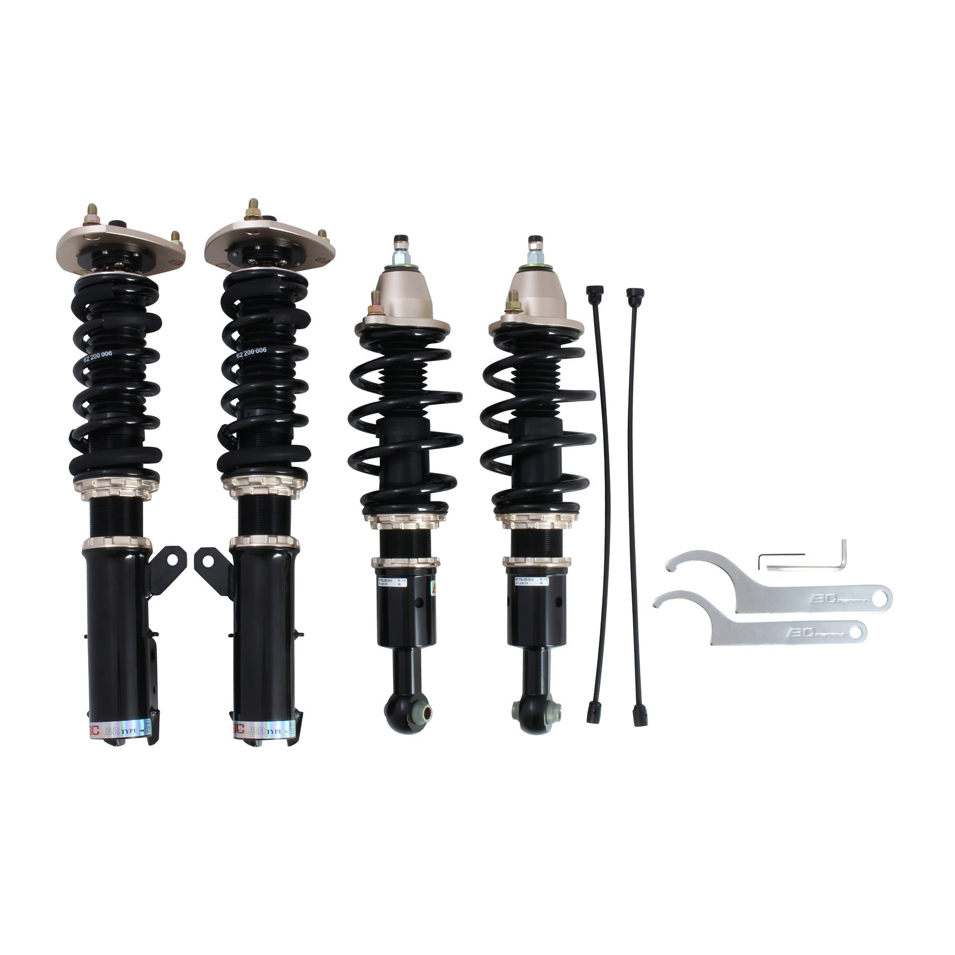 BC Racing coilovers on a white background