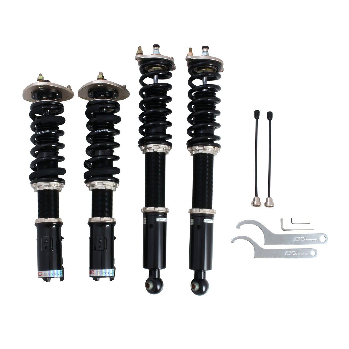 BC Racing coilovers on a white background