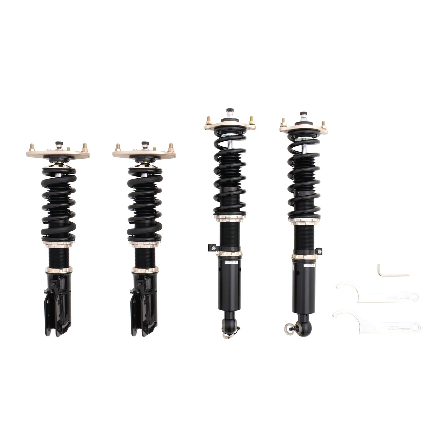 BC Racing coilovers on a white background