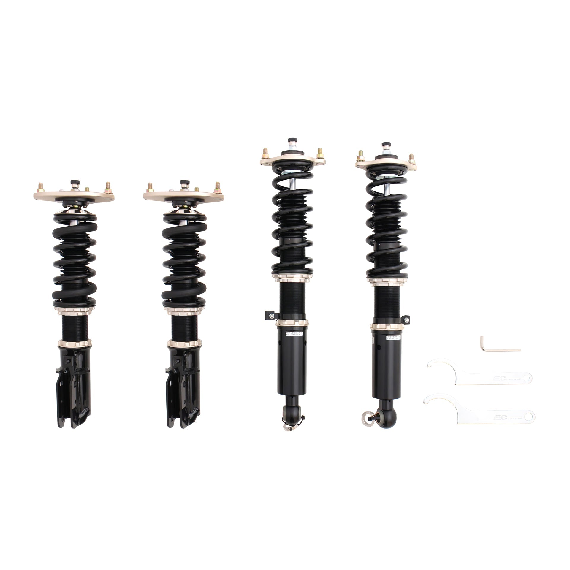BC Racing coilovers on a white background