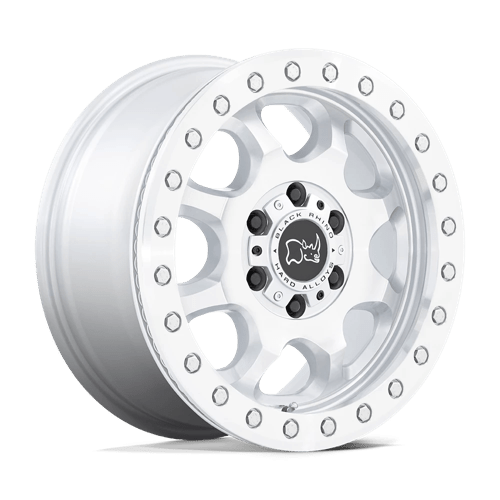 Black Rhino VENTURE BEADLOCK Gloss Silver W/ Machined Face 17x8 +38 6x130mm 84.1mm