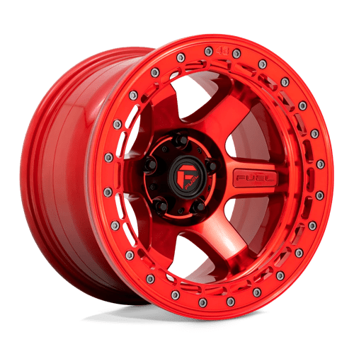 Fuel Offroad D123 BLOCK BEADLOCK Candy Red W/ Candy Red Ring 17x9 -15 6x139.7mm 106.1mm