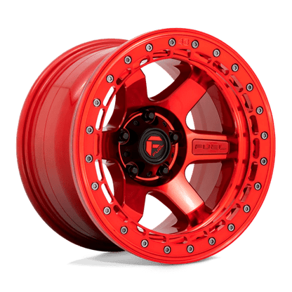 Fuel Offroad D123 BLOCK BEADLOCK Candy Red W/ Candy Red Ring 17x9 -15 6x139.7mm 106.1mm