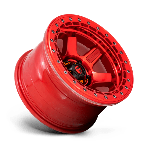 Fuel Offroad D123 BLOCK BEADLOCK Candy Red W/ Candy Red Ring 17x9 -15 5x127mm 71.5mm