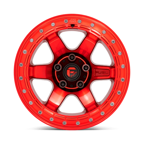 Fuel Offroad D123 BLOCK BEADLOCK Candy Red W/ Candy Red Ring 17x9 -15 6x139.7mm 106.1mm