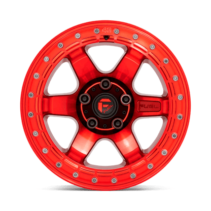 Fuel Offroad D123 BLOCK BEADLOCK Candy Red W/ Candy Red Ring 17x9 -15 6x139.7mm 106.1mm