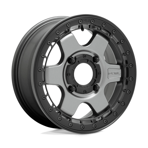Fuel Offroad D923 BLOCK UTV BEADLOCK Matte Gun Metal W/ Black Ring 15x6 +38 4x156mm 132mm
