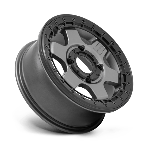 Fuel Offroad D923 BLOCK UTV BEADLOCK Matte Gun Metal W/ Black Ring 15x6 +38 4x156mm 132mm