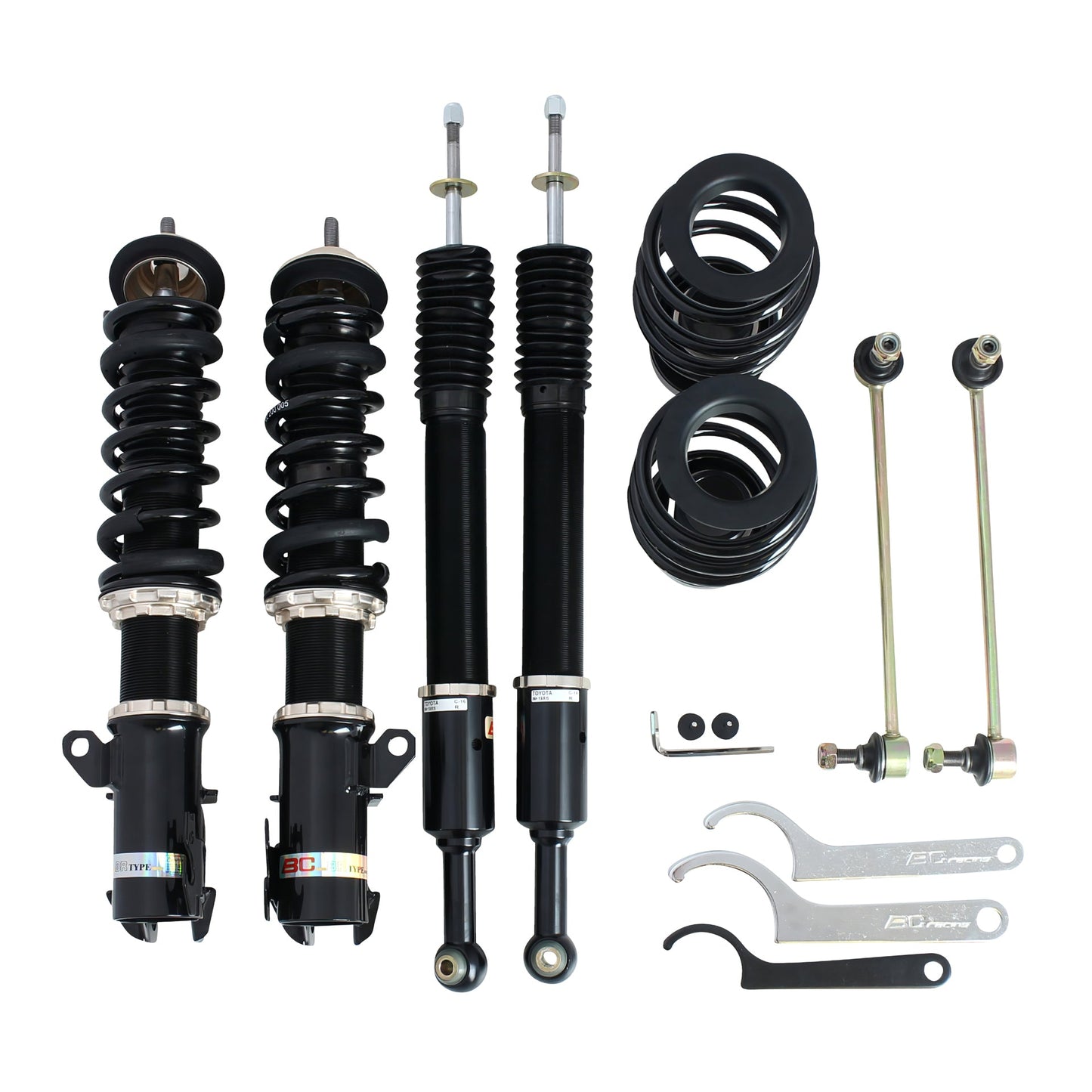 BC Racing BR Series coilovers on white background