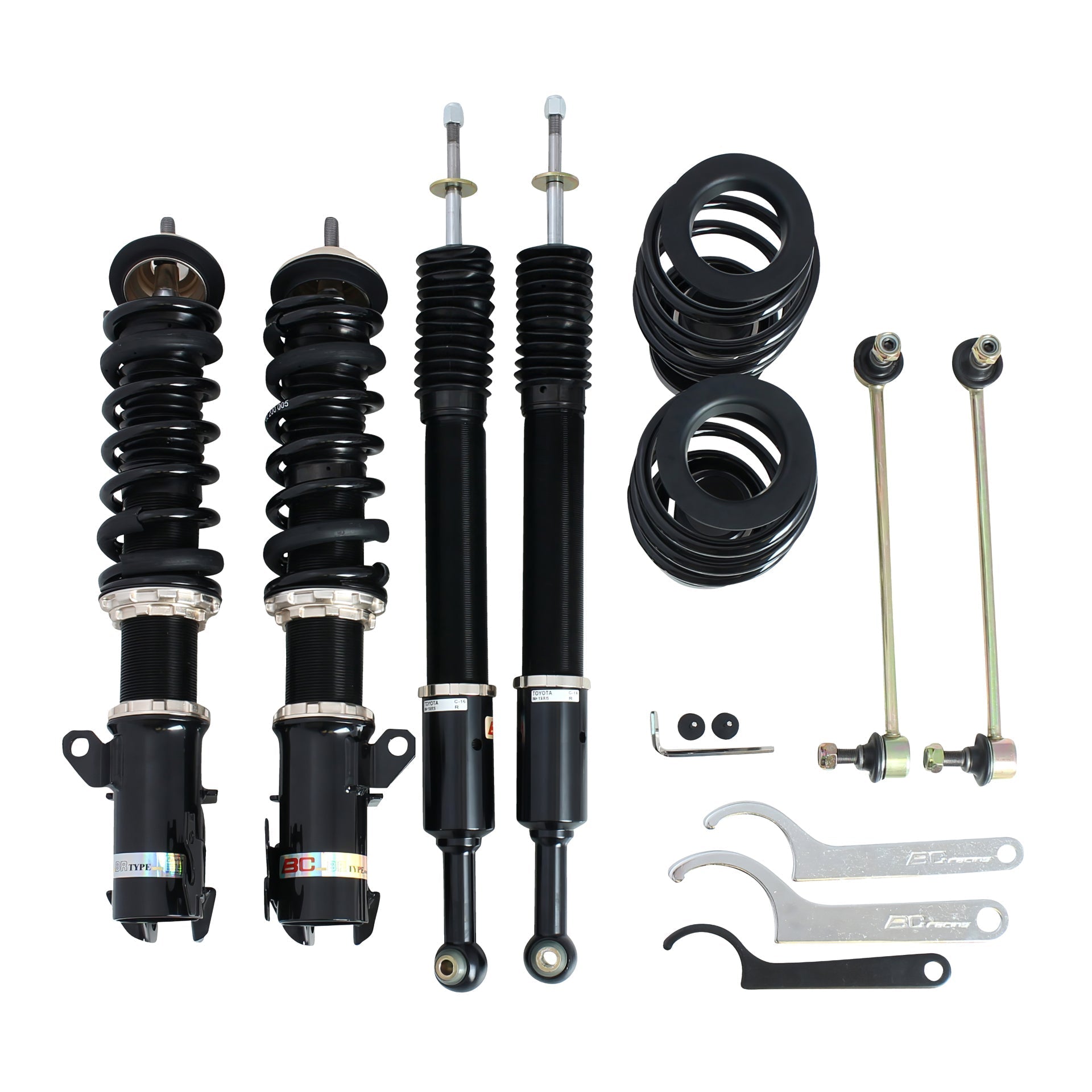 BC Racing BR Series coilovers on white background