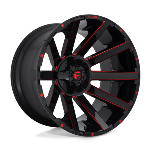 Fuel Offroad D643 CONTRA Gloss Black Red Tinted Clear 24x14 -75 8x180mm 124.2mm