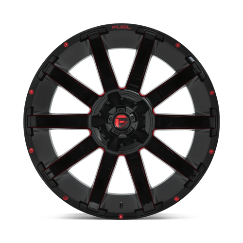 Fuel Offroad D643 CONTRA Gloss Black Red Tinted Clear 24x14 -75 8x180mm 124.2mm