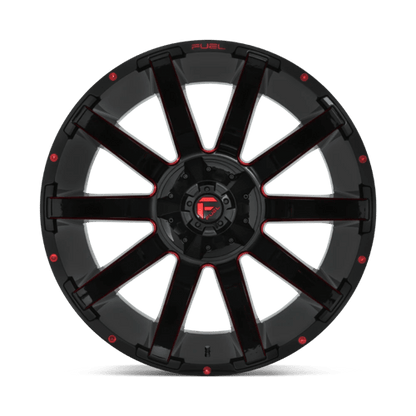 Fuel Offroad D643 CONTRA Gloss Black Red Tinted Clear 24x14 -75 8x180mm 124.2mm
