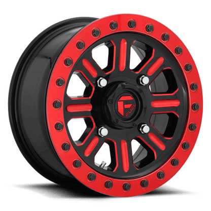 Fuel Offroad D911 HARDLINE UTV BEADLOCK Gloss Black Red Tinted Clear 15x7 +38 4x137mm 110.1mm