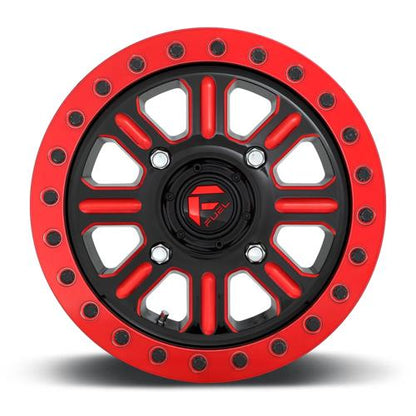 Fuel Offroad D911 HARDLINE UTV BEADLOCK Gloss Black Red Tinted Clear 15x7 +38 4x156mm 132mm