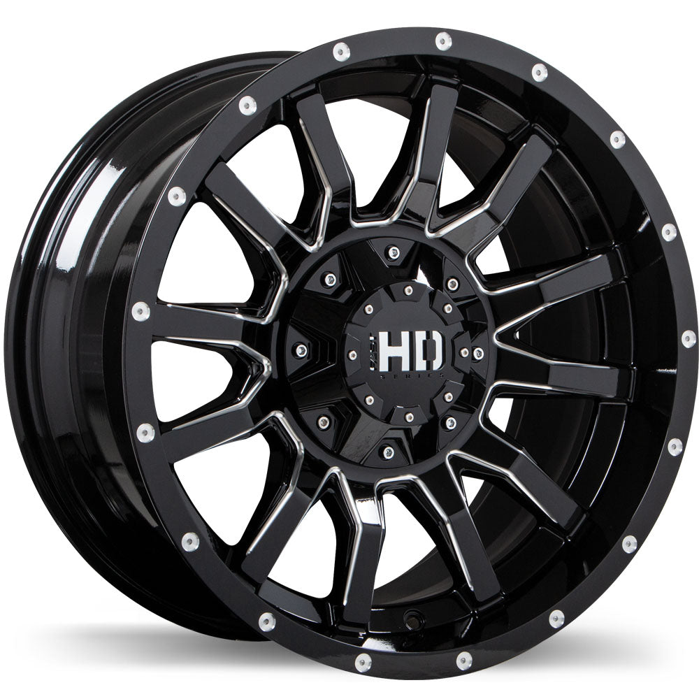 Fast HD TRAXX Gloss Black with Milled Trim 22x12 -44 8x165.1mm 125.0mm