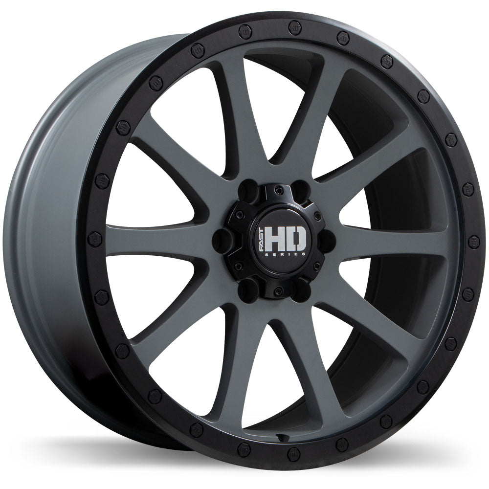 Fast HD Throttle Satin Grey with Black Lip 17x9 +25 6x135mm 87.1mm