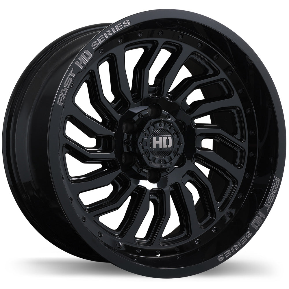Fast HD D-STRUCT Gloss Black with Grey Milling 20x10 -15 6x139.7mm 93.1mm