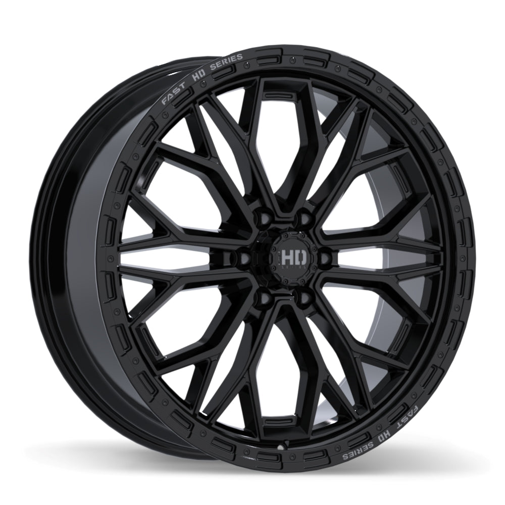 Fast HD Muramasa Gloss Black with Grey Milling 24x9.5 +28 6x139.7mm 106.1mm
