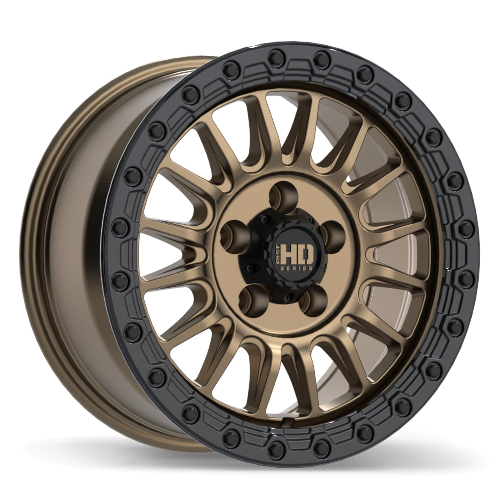 Fast HD Surge Satin Bronze with Gloss Black Lip 17x8.5 +24 5x127mm 71.5mm