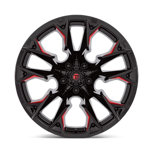 Fuel Offroad D823 FLAME Gloss Black Mill W/ Candy Red 20x12 -44 5x127mm 71.5mm