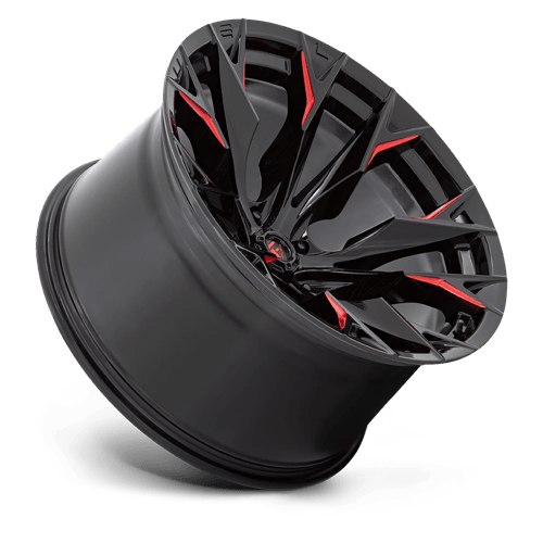 Fuel Offroad D823 FLAME Gloss Black Mill W/ Candy Red 22x12 -44 5x127mm 71.5mm