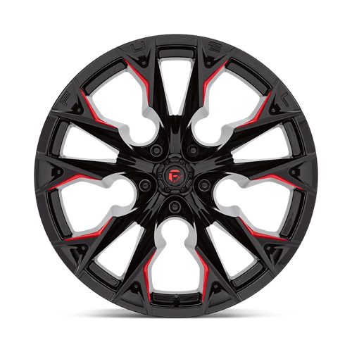 Fuel Offroad D823 FLAME Gloss Black Mill W/ Candy Red 22x12 -44 5x127mm 71.5mm