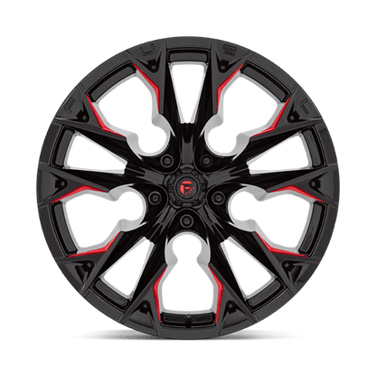 Fuel Offroad D823 FLAME Gloss Black Mill W/ Candy Red 22x12 -44 5x127mm 71.5mm