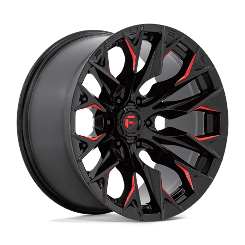 Fuel Offroad D823 FLAME Gloss Black Mill W/ Candy Red 24x12 -44 5x127mm 71.5mm