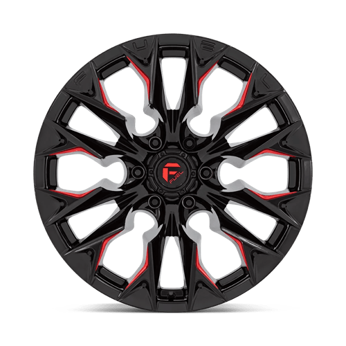 Fuel Offroad D823 FLAME Gloss Black Mill W/ Candy Red 20x10 -18 6x135mm 87.1mm