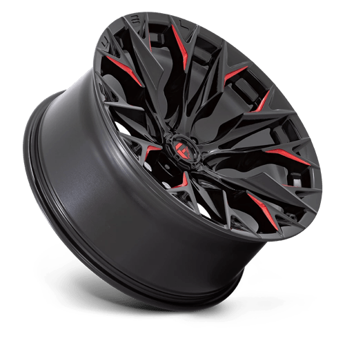 Fuel Offroad D823 FLAME Gloss Black Mill W/ Candy Red 22x10 -18 6x139.7mm 106.1mm
