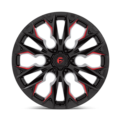 Fuel Offroad D823 FLAME Gloss Black Mill W/ Candy Red 22x10 -18 6x135mm 87.1mm