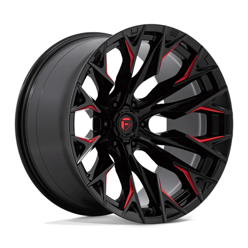 Fuel Offroad D823 FLAME Gloss Black Mill W/ Candy Red 22x12 -44 6x135mm 87.1mm
