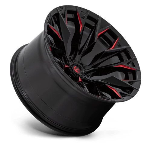 Fuel Offroad D823 FLAME Gloss Black Mill W/ Candy Red 22x12 -44 6x139.7mm 106.1mm