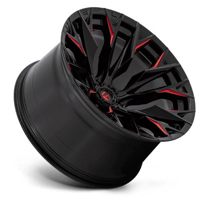 Fuel Offroad D823 FLAME Gloss Black Mill W/ Candy Red 22x12 -44 6x139.7mm 106.1mm