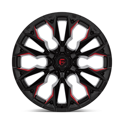Fuel Offroad D823 FLAME Gloss Black Mill W/ Candy Red 22x12 -44 6x139.7mm 106.1mm