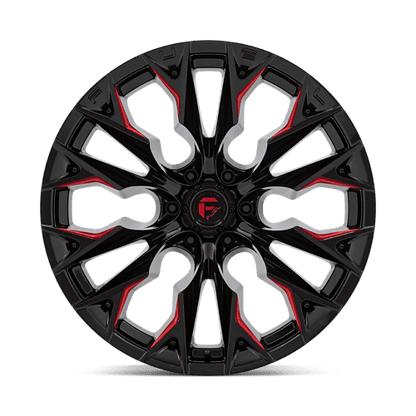 Fuel Offroad D823 FLAME Gloss Black Mill W/ Candy Red 22x12 -44 6x139.7mm 106.1mm